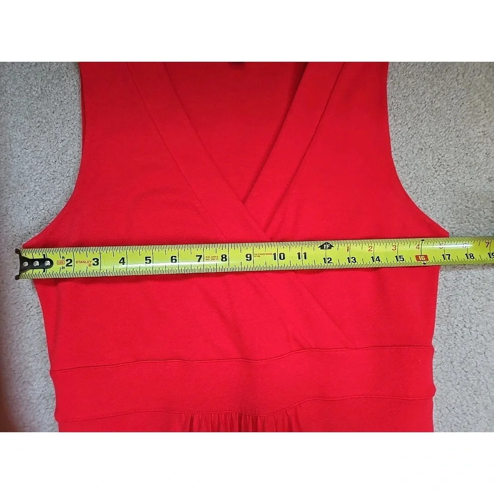 Lands' End Red Orange Maxi Dress Pima Cotton Stretch Surplice Bodice M Side Slit